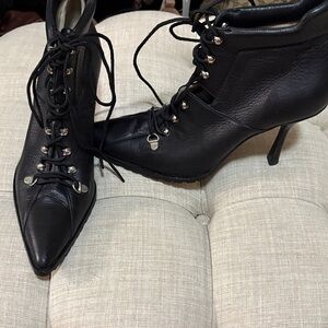 Michael Kors Black Lace-Up Heeled Boots